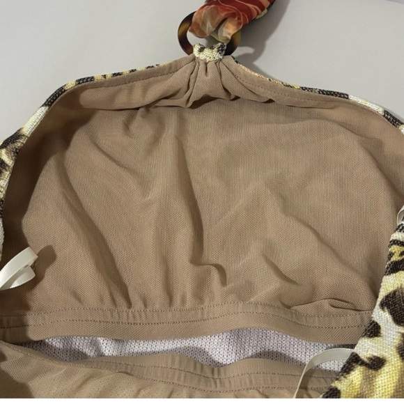 St. John Sport Halter Top Multi Floral Leopard Print Lined Bust Tie Back Sz P XS - Picture 6 of 7